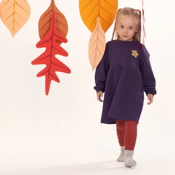 Sense Organics Kleid Jassima Blumenstickerei Pflaume