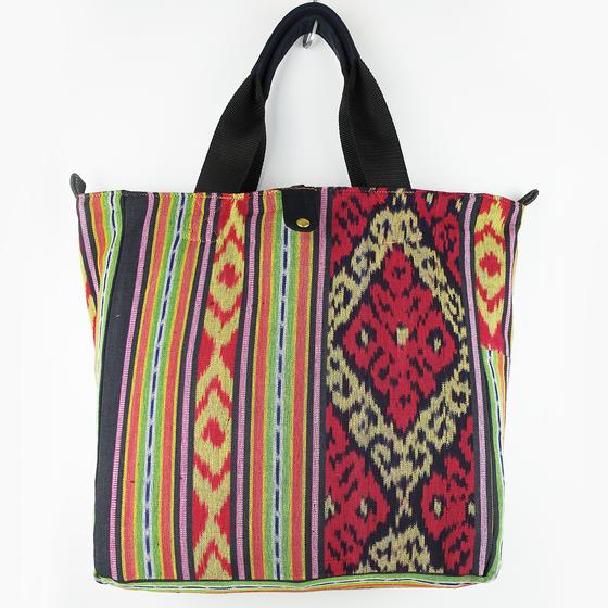 goldmarie Shopper Tasche JEANS Recycelt - LOVE PEACE MOIN meets Art - reversible - denim schwarz - 37x38x15cm