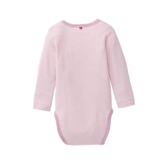 People wear Organic Wolle Seide Body Langarm Flieder geringelt