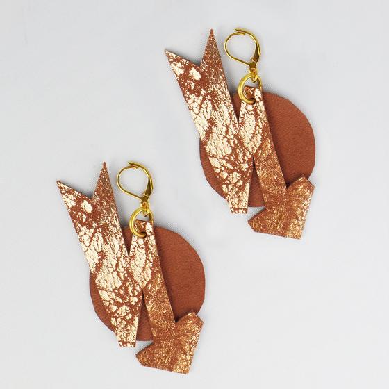 goldmarie Ohrringe ROCK BABE Leder braun-gold