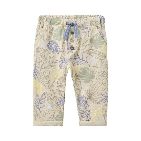 People wear Organic Hose Khaki Bedruckt Tropische Blätter