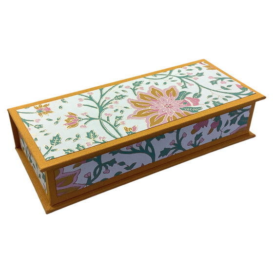 Stifteschachtel mit Magnetverschluss, Floral, Baumwollpapier