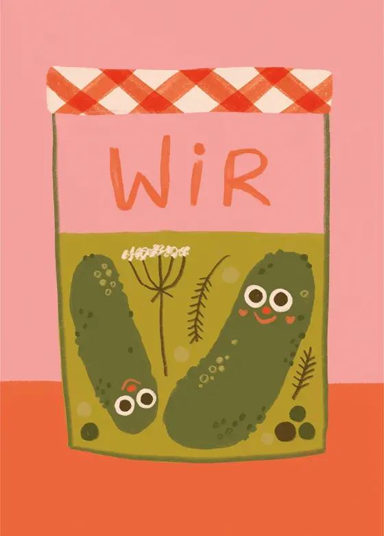 Postkarte Wir Slinga Illustration