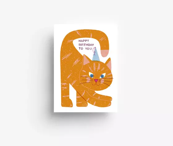 Birthday Cat, Postkarte von jungwiealt
