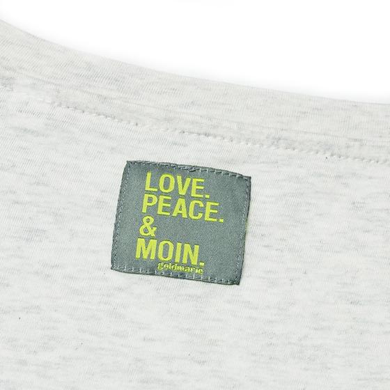 goldmarie LOVE PEACE MOIN T-shirt V-Neck - hellgrau melange 