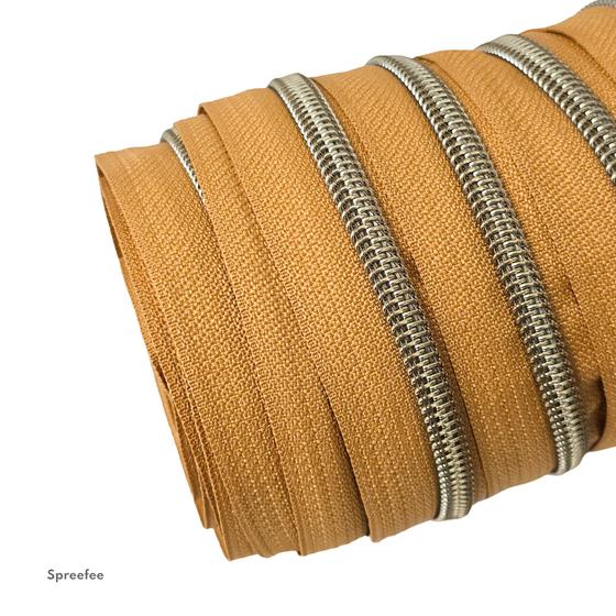 Endlos Reißverschluss umber altmessing metallisiert für Taschen nähen Made in Germany