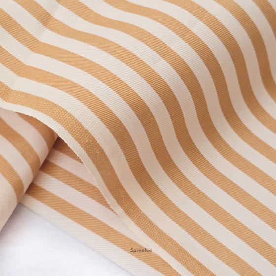 ocker-weiß gestreifter Baumwoll-Twill Stoff mit feiner Köperbindung – ideal für das Nähen von Taschen und Accessoires