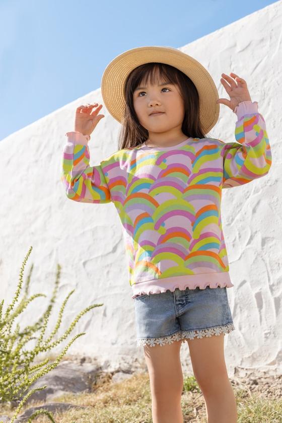 Sweatshirt "Regenbogen", Baumwolle, rosa