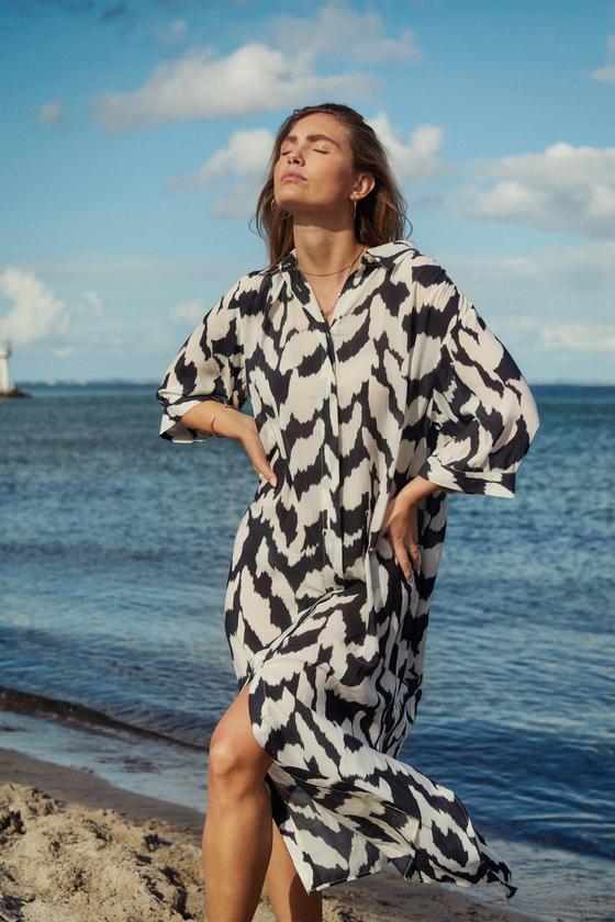 SAINT TROPEZ Blusen Kleid KelsieSZ 30514025 - gemustert - schwarz-weiß