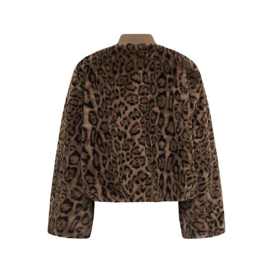 SOAKED Bomber Jacke Teddyfell SLEstacia Leo-Muster 30409649 -  braun-schwarz