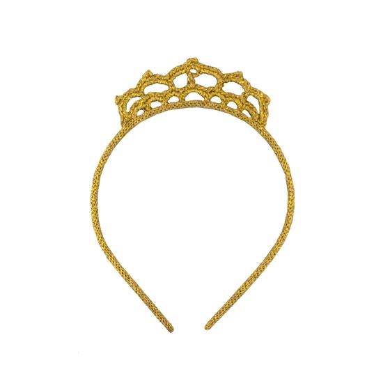 Haarreif Krone, gehäkelt, gold