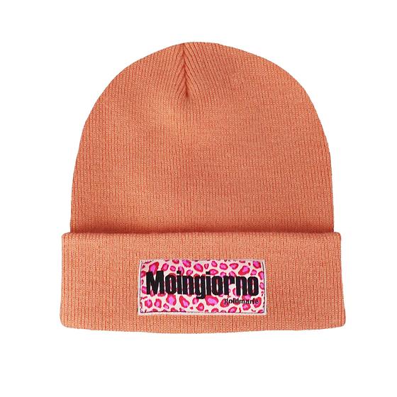 goldmarie Beanie Mütze MOINGIORNO rotes Leo Label - peach