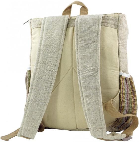 Ethno Hanf Rucksack - Streifen senffarben