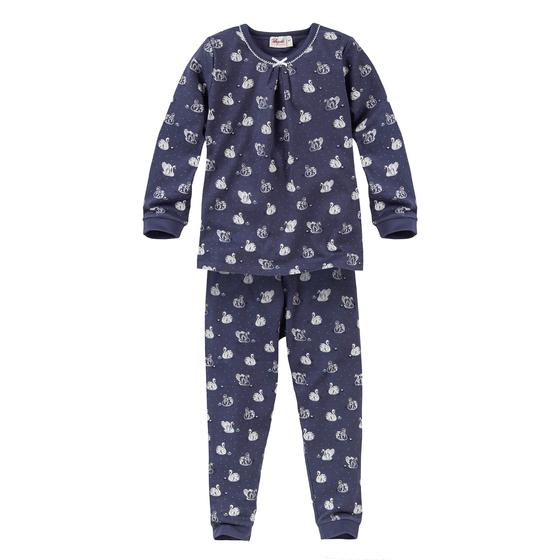 People wear Organic Pyjama Schwäne Dunkelblau Bedruckt