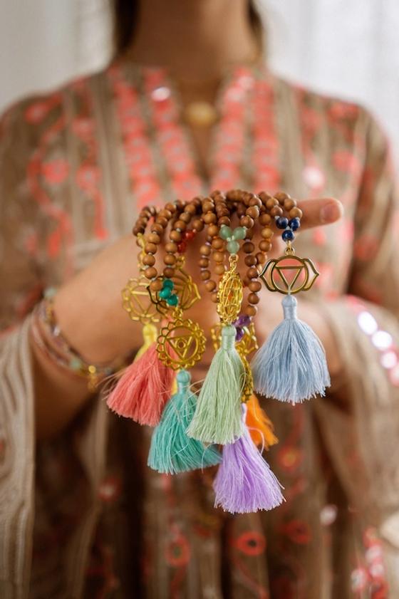 Kronenchakra Mala „I am divine" mit Messing