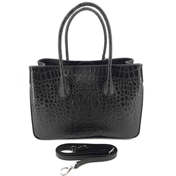 Maxima Tasche mittel, schwarz / Krokodil-Optik