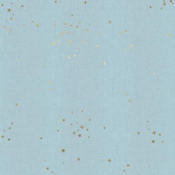 Cotton + Steel - Freckles Baby Blues Unbleached Metallic Fabric - Basics 