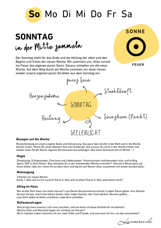 Wochenzyklus - mit dem Flow der Energien (kostenloses PDF)