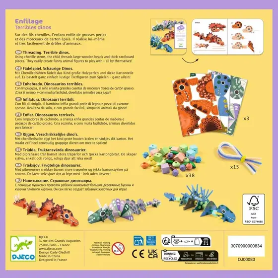 Djeco Fädelspiel Gruselige Dinos