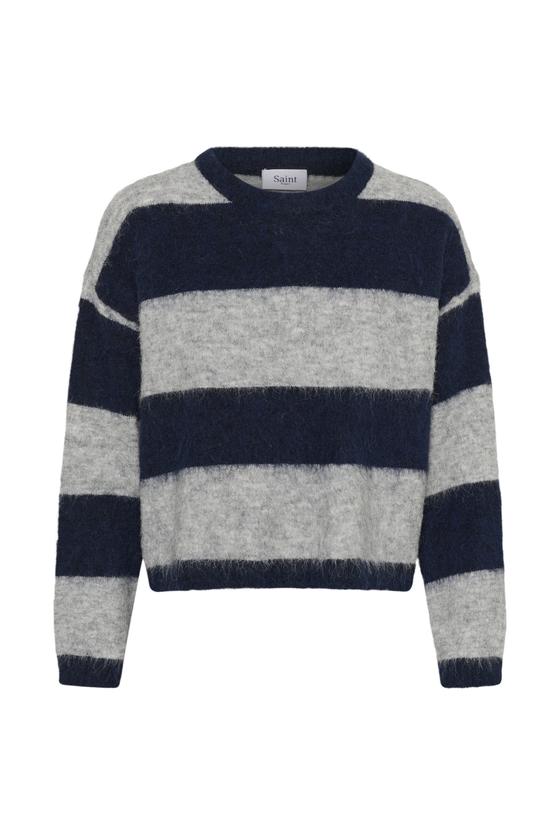 SAINT TROPEZ Pullover TayzieSZ 30515375 gestreift - navy-grau meliert