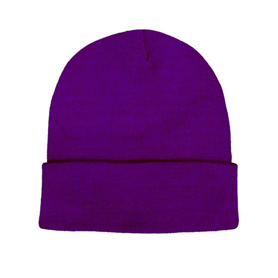 goldmarie Beanie Mütze LOVE PEACE MOIN mit lilac Leo Applikation -  lila