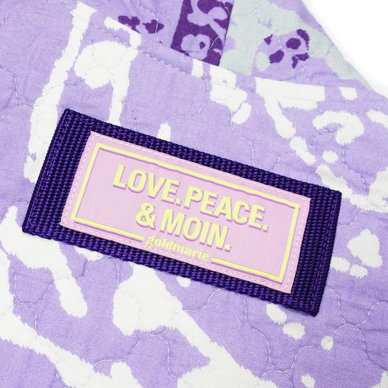 goldmarie Lilac Stepp Weste LOVE PEACE MOIN - Vintage-Stoff Recycelt - upcycling Einzelstück - lavendel