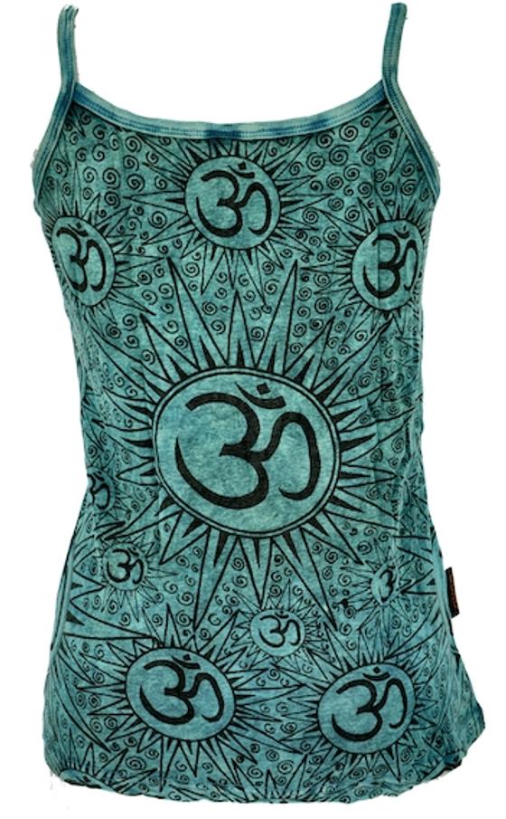Yoga Top Om, BohoTop, Goastyle Sommertop - petrol