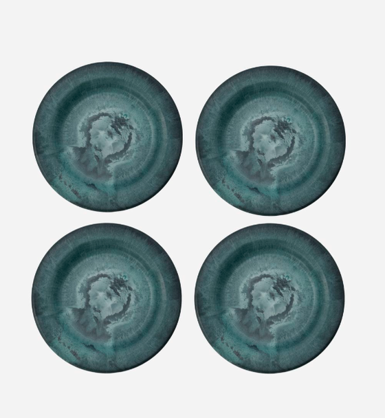 Teller | 4er Set Picknick-/Snackteller Serveur - Grün