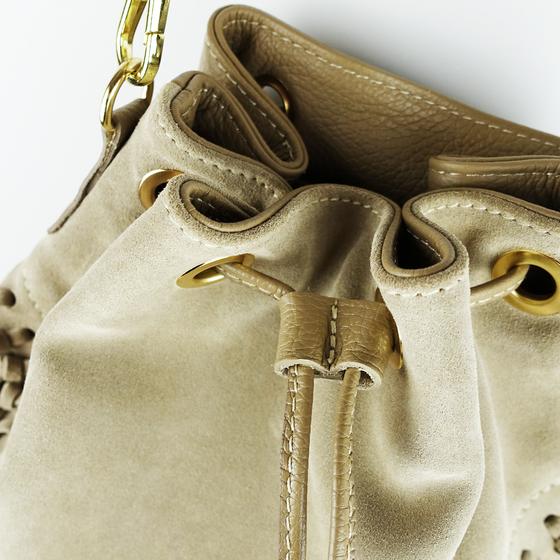 goldmarie Ledertasche LUVE Fransen - sand