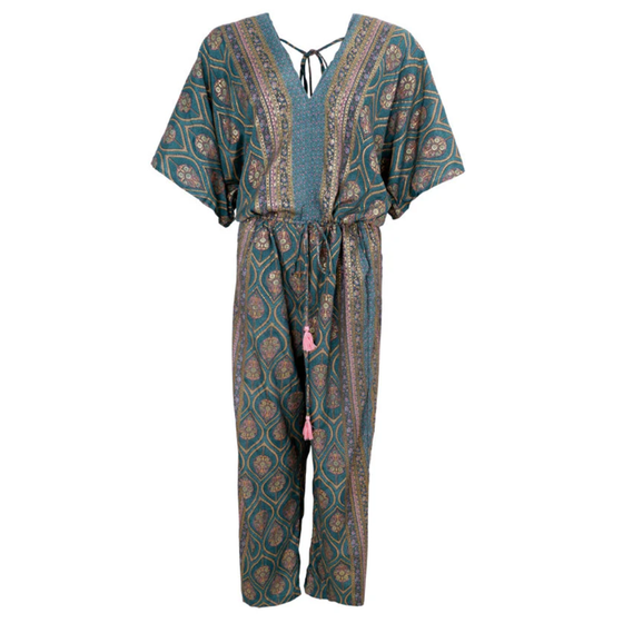 BLACK COLOUR Jumpsuit BCLuna mit Doppel V-Ausschnitt 39152-GT - jadegrün-rosa-gold