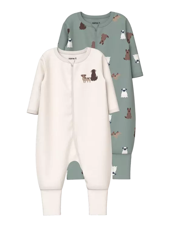 Name It 2er Pack Nightsuit Zipper Green Milieu