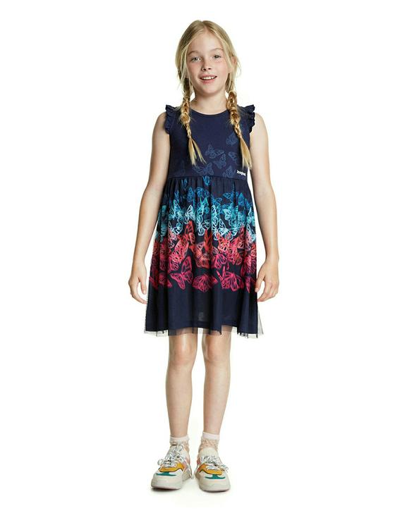 Kleid "Schmetterling" mit 3-D-Effekt und aufgenähten Pailletten, Tüllüberrock