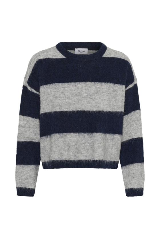 SAINT TROPEZ Pullover TayzieSZ 30515375 gestreift - navy-grau meliert