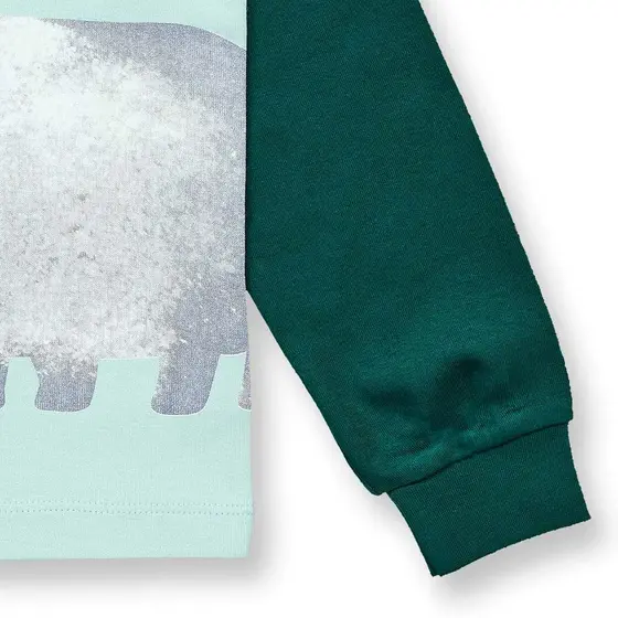 Sense Organics Pyjama Long John Bärendruck Eismintgrün