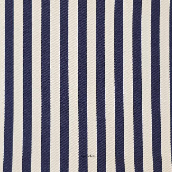dunkelblau-weiß gestreifter Baumwoll-Twill Stoff mit feiner Köperbindung – ideal für das Nähen von Taschen und Accessoires