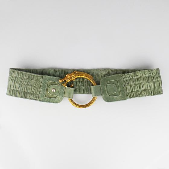 goldmarie Taillengürtel DRACHE graugrün-brass