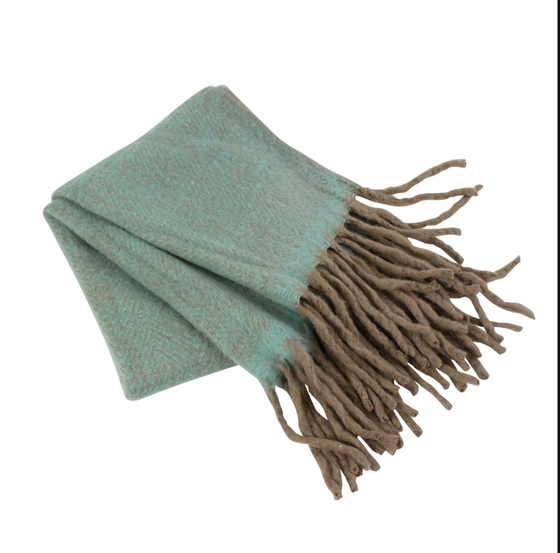 Decke | Zier-/ Kuscheldecke Mohair - Türkis-Braun
