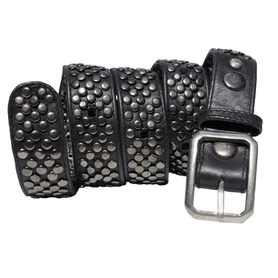 goldmarie Ledergürtel schwarz mit Nieten - 3cm breit 