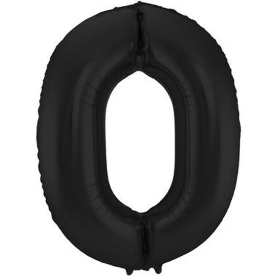 Folienballon Ziffer / Zahl 0 Schwarz Metallic Matt - 86 cm ungefüllt