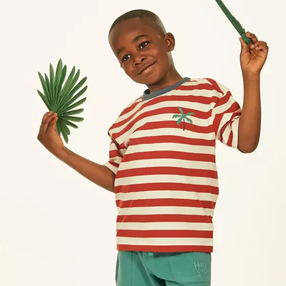 Sense Organics T-Shirt Oswin Rusty Red Stripes