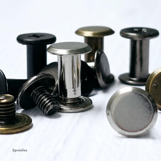 Buchschrauben 10 mm zum Befestigen von Taschenhenkeln, Riemen und Lederdetails