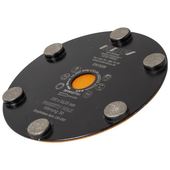Diamant Schleifscheibe <br> Ø 150 mm x Körnung 30 <br> mit Klettaufnahme <br> zum Schleifen von Parketten
