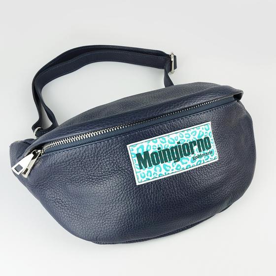 goldmarie XL Gürteltasche MOINGIORNO Leo Look Leder dunkelblau