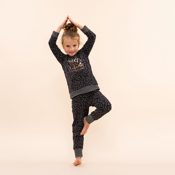 Pyjama "Autumn Leaves", Baumwolle, schwarz