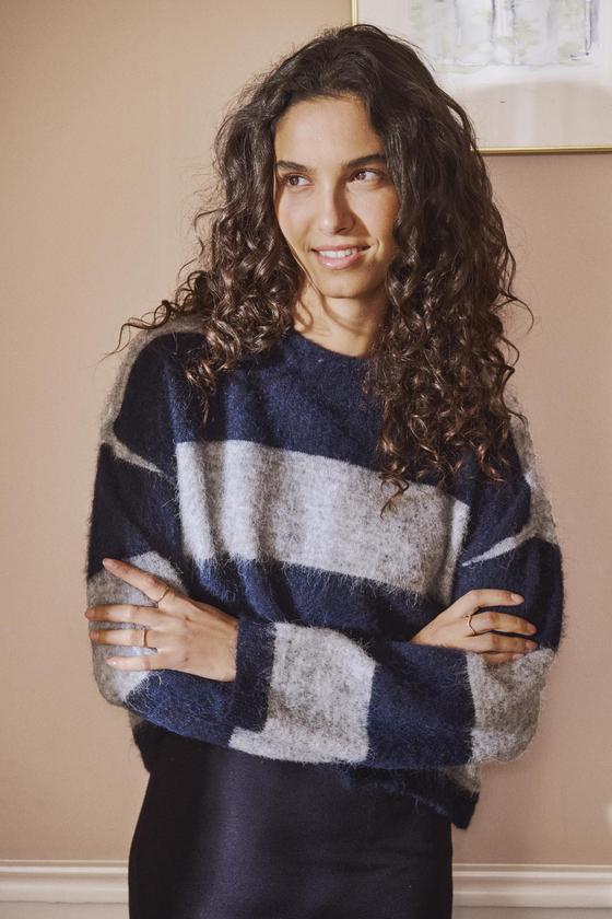 SAINT TROPEZ Pullover TayzieSZ 30515375 gestreift - navy-grau meliert