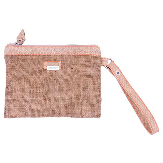 goldmarie Kosmetik-Reisetasche Jute KRAKE HAMBURG Motiv  - natur-beige - 24x18cm