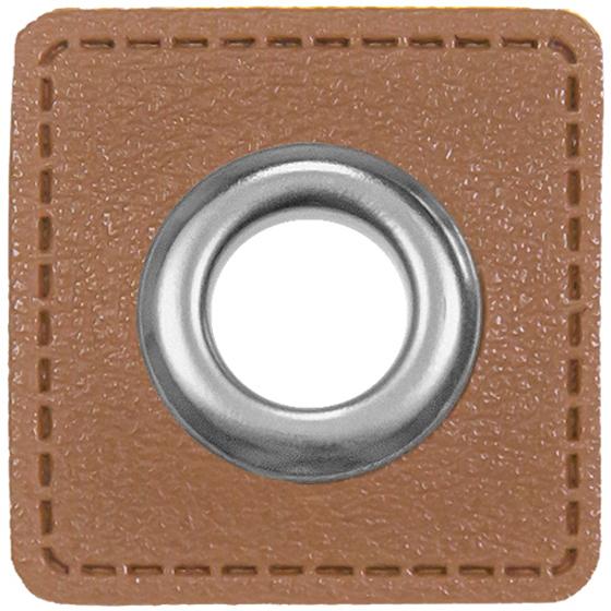 Ösenpatch Kunstleder mittelbraun 30mm
