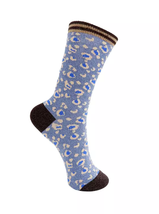 BLACK COLOUR Socken 4170JE Leo-Glitzer jeansblau-dunkelbraun