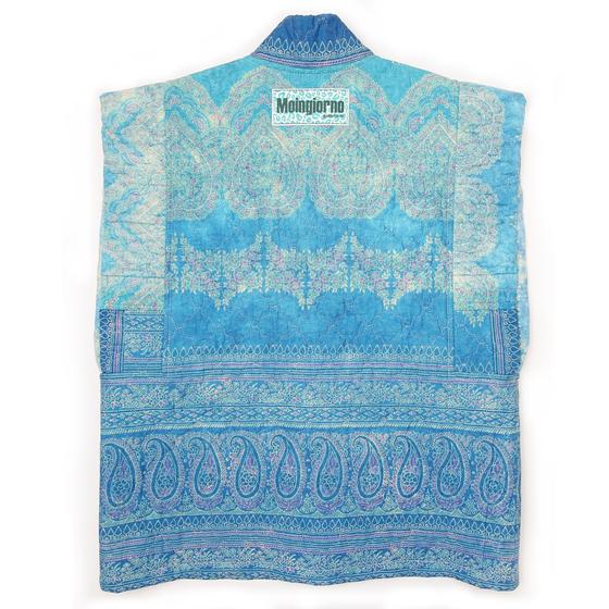 goldmarie Paisley Stepp Weste MOINGIORNO - Vintage-Stoff Recycelt - upcycling Unikat - blau
