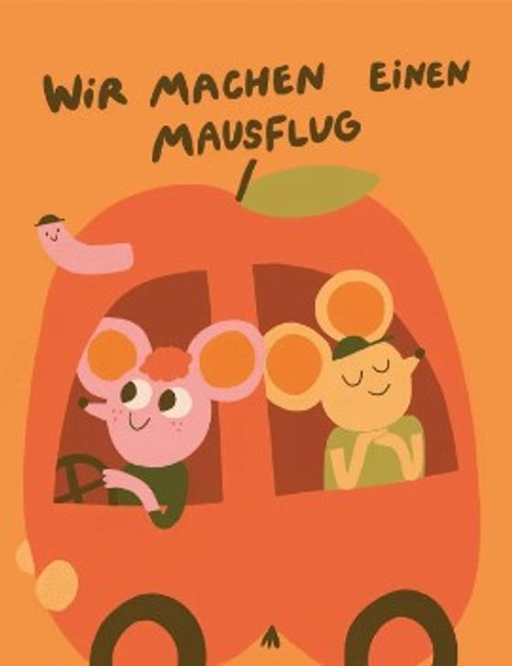 Postkarte Mausflug Apfel von Slinga Illustration